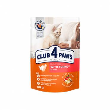 CLUB 4 PAWS PREMIUM PENTRU PISOI "CURCĂ ÎN JELEU". HRANĂ CONSERVATĂ COMPLETĂ