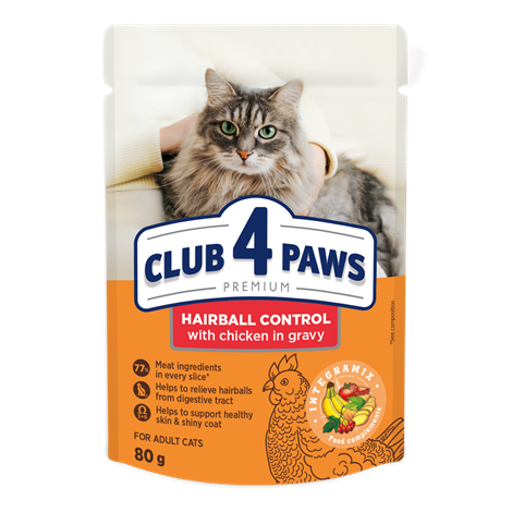 CLUB 4 PAWS PREMIUM "CU EFECTUL DE EVACUARE DE L NĂ". HRANĂ CONSERVATĂ COMPLET PENTRU PISICI ADULTE