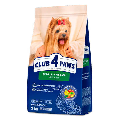 CLUB 4 PAWS PREMIUM PENTRU DE TALIE MICĂ «CU CARNE DE RAŢĂ». HRANĂ USCATĂ COMPLET PENTRU C INI ADULȚI
