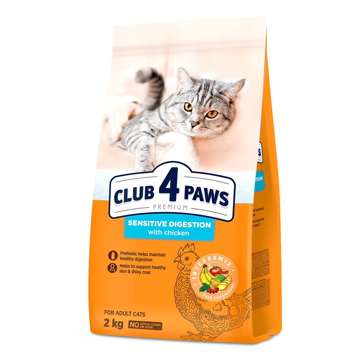 CLUB 4 PAWS PREMIUM "DIGESTIE SENSIBILĂ". HRANĂ USCATĂ COMPLETĂ PENTRU PISICILE ADULTE