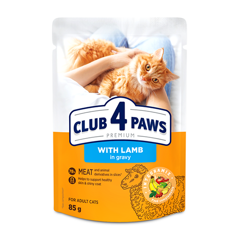 CLUB 4 PAWS PREMIUM "CU MIEL ÎN SOS". HRANA CONSERVATA COMPLETA PENTRU PISICI ADULTE