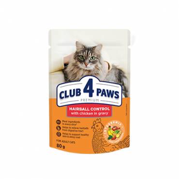 CLUB 4 PAWS PREMIUM "CU EFECTUL DE EVACUARE DE L NĂ". HRANĂ CONSERVATĂ COMPLET PENTRU PISICI ADULTE