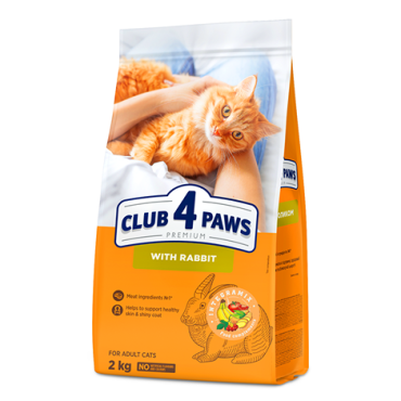 CLUB 4 PAWS PREMIUM "CU IEPURE". HRANĂ USCATĂ COMPLETĂ PENTRU PISICILE ADULTE