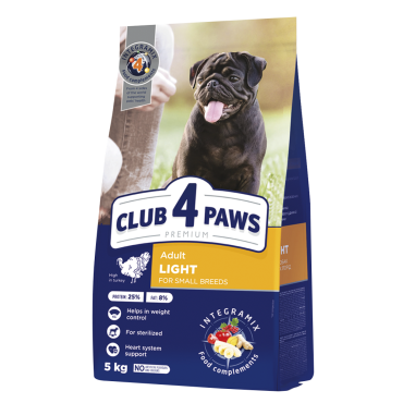 CLUB 4 PAWS PREMIUM LIGHT. HRANĂ COMPLETĂ USCATĂ  "CONTROLUL GREUTĂȚII"  PENTRU C INII ADUL 4 PAWS ПРЕМІУМ «КОНТРОЛЬ ВАГИ». ПОВНОРАЦІОННИЙ СУХИЙ КОРМ ДЛЯ ДОРОСЛИХ СОБАК МАЛИХ ПОРІД СТЕРИЛІЗОВАНИХ АБО СХИЛЬНИХ ДО НАДЛИШКОВОЇ ВАГИ. З ВИСОКИМ ВМІСТОМ ІНДИЧКИ