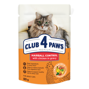 CLUB 4 PAWS PREMIUM "CU EFECTUL DE EVACUARE DE L NĂ". HRANĂ CONSERVATĂ COMPLET PENTRU PISICI ADULTE