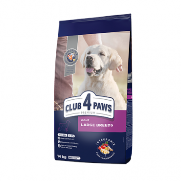 CLUB 4 PAWS PREMIUM PENTRU RASELE MARI. HRANĂ USCATĂ COMPLETĂ PENTRU CÂINI ADULȚI.